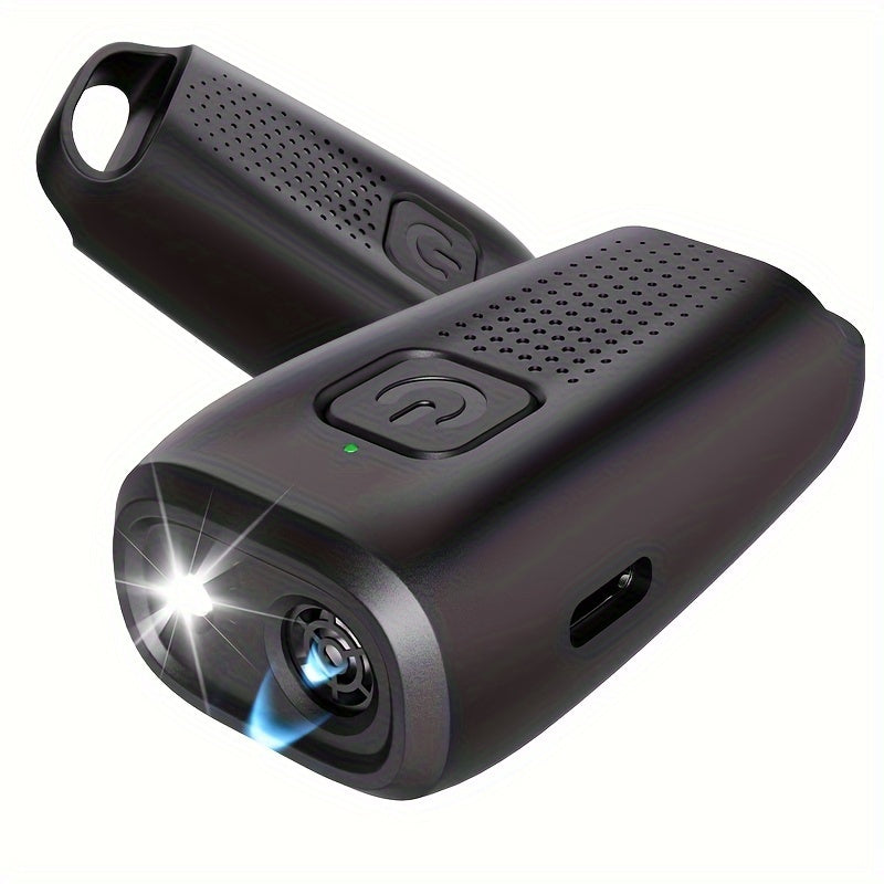 Portable USB rechargeable dog repeller with soundwave technology and LED light for training and anti-barking.