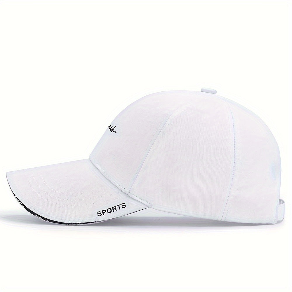 Letter embroidery baseball cap for men and women, adjustable dad hat, solid color, lightweight and hip-hop style.