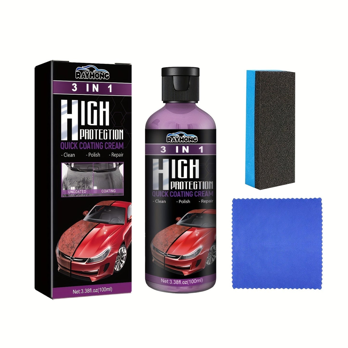 Revitalize Your Vehicle with 3-in-1 Car Scratch Repair & Shine - Revive, Shield & Enhance Your Car's Appearance - Perfect for Scratch Repair, Polishing & Maintenance - Formulated with Citric Acid for Added Benefits