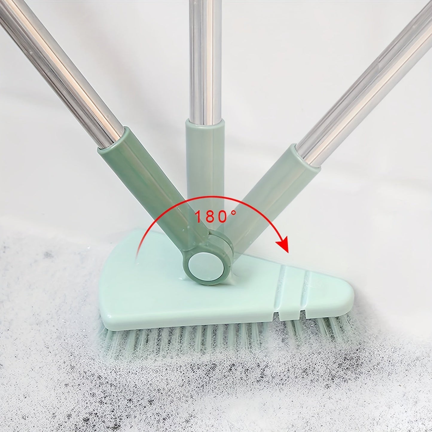 One piece of floor scrub brush with a long handle and stiff bristles, suitable for cleaning showers, bathtubs, tiles, walls, kitchens, bathrooms, and balconies. The brush is detachable and measures 37.4 inches in length.