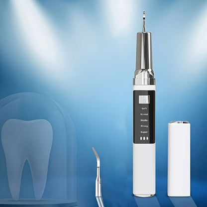 1 Портативный Удалитель Зубного Налета с Подсветкой, Перезаряжаемый Набор, 2 Заменяемые Насадки, 5 Уровней Скорости, Мгновенно Удаляет Налет и Грязь.