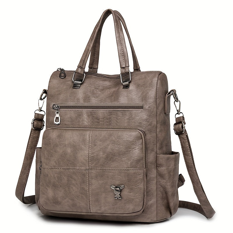 Chic faux leather backpack with removable strap, versatile shoulder bag in multiple colors.