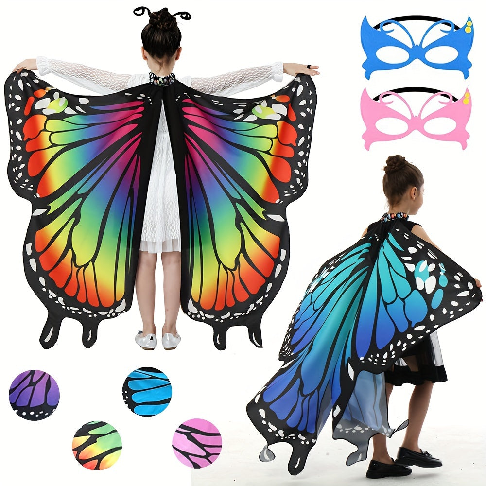 GDBY Butterfly Wings Costume Set for Girls - Party Animal Themed Princess Dress Up Accessories with Black Headband, Made of Machine Washable Polyester and Spandex, Non-Feathered Butterfly Wings Perfect for Birthday Parties and Halloween Costumes