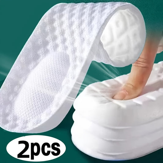 2-piece set of super soft sports insoles with shock absorption, arch support, and orthopedic inserts for feet.