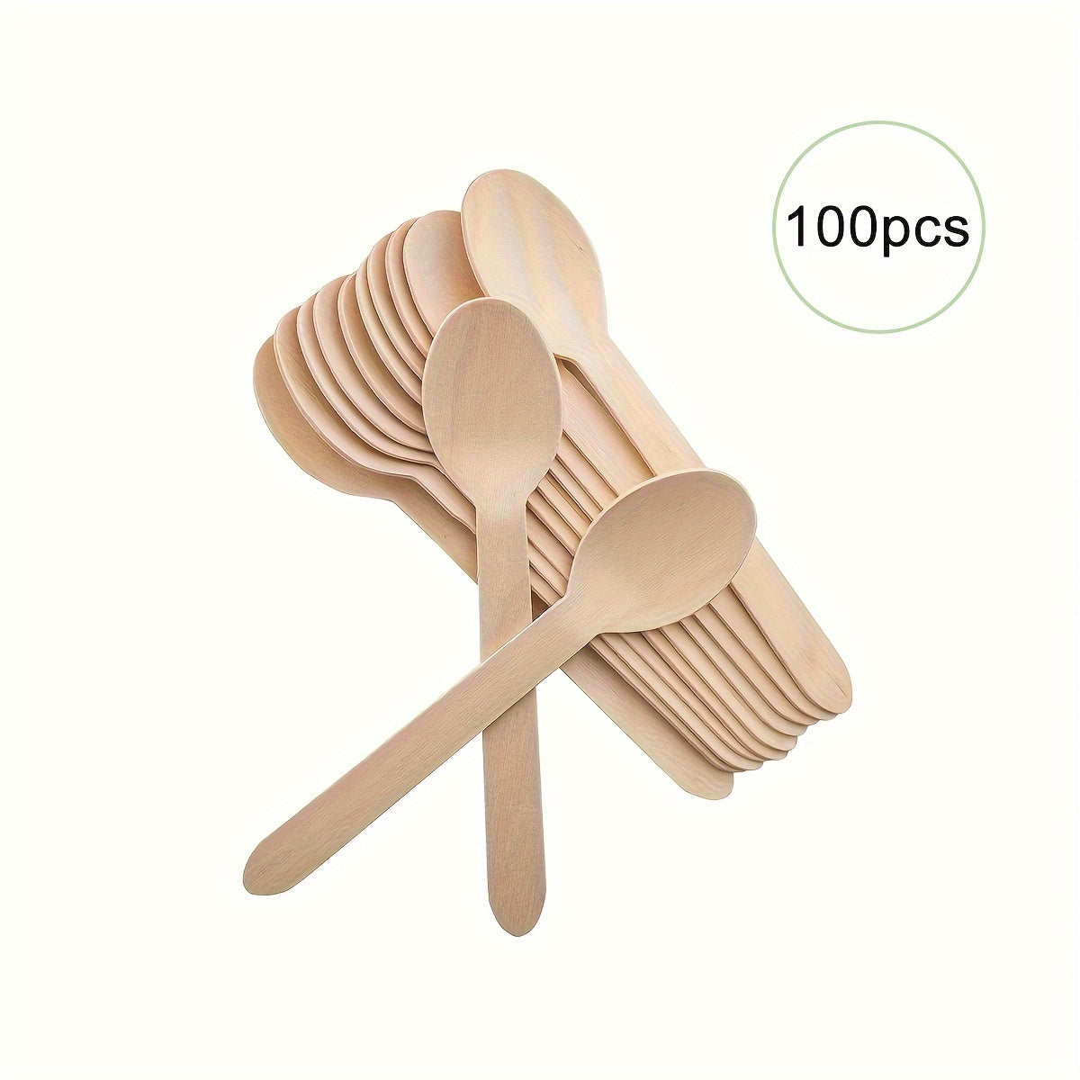 Set of 100 Disposable Birch Wood Tableware - Includes Wooden Spoons measuring 13.97cm - Ideal for Outdoor Events, Parties, Weddings, Valentine's Day, Thanksgiving, and Dinner Parties - Great for Christmas and Thanksgiving Celebrations