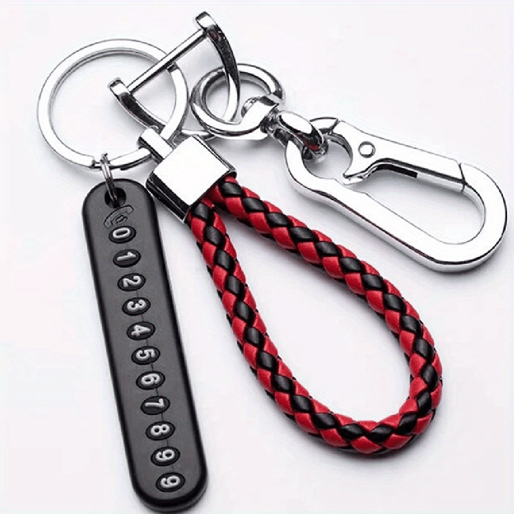 Durably made alloy keychain with phone number tag for easy retrieval.