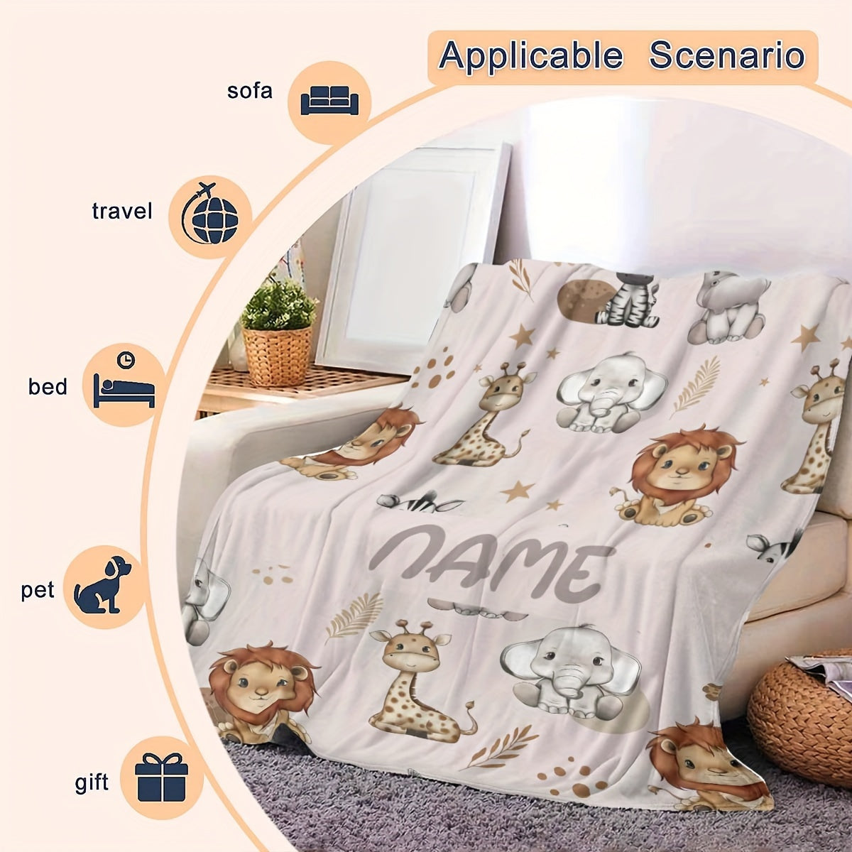 Customize your own adorable small animal series flannel blanket! This personalized holiday gift is perfect for the office, living room, or a cozy lunch break. Made of soft and warm material, it adds a touch of personality to any space.