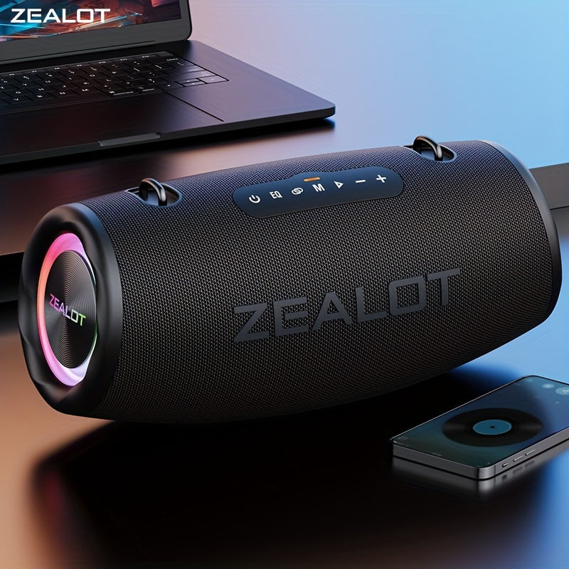 2024 New Style Zealot 80W Outdoor Portable Subwoofer Wireless Speaker with Shoulder Belt, high-quality sound, TWS Dual Pairing, 16000mAh Battery, 16 Hours Playtime, Charging Cable. Ideal