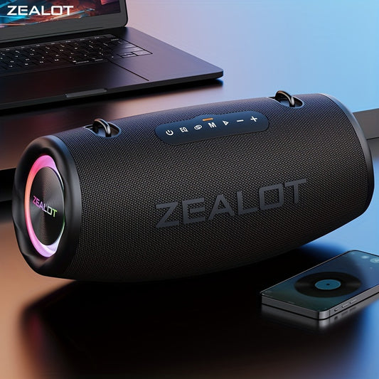 2024 New Style Zealot 80W Outdoor Portable Subwoofer Wireless Speaker with Shoulder Belt, high-quality sound, TWS Dual Pairing, 16000mAh Battery, 16 Hours Playtime, Charging Cable. Ideal