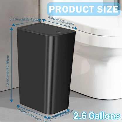 9.84L Compact Trash Can with Pop-Up Lid, Odor Seal - Ideal for Bathroom, Bedroom, Office, Living Room, Kitchen - 1/2/3pcs Available