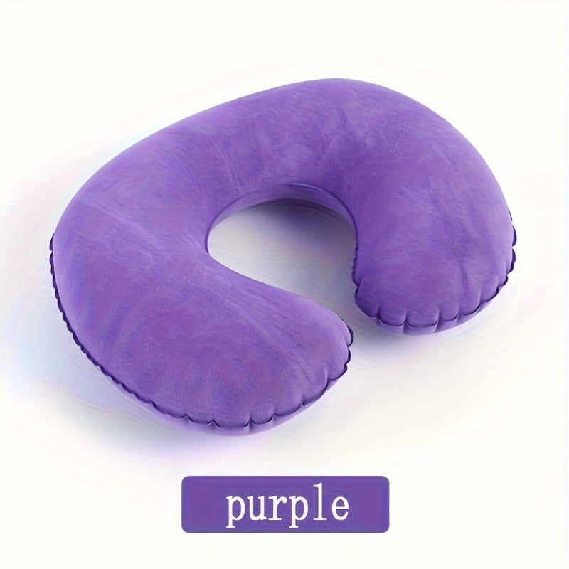 Inflatable C-Shaped Travel Pillow for Car and Airplane - Neck Support Round Pillow