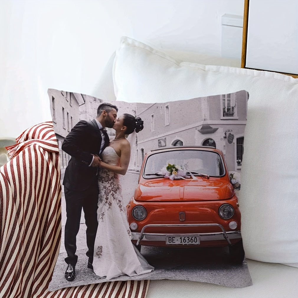 Personalize your living space with this custom photo pillowcase, measuring 45.72x45.72 cm. Made from knitted polyester in mixed colors, this cushion cover is perfect for couples, parents, and friends. Give as a thoughtful birthday or holiday gift, ideal