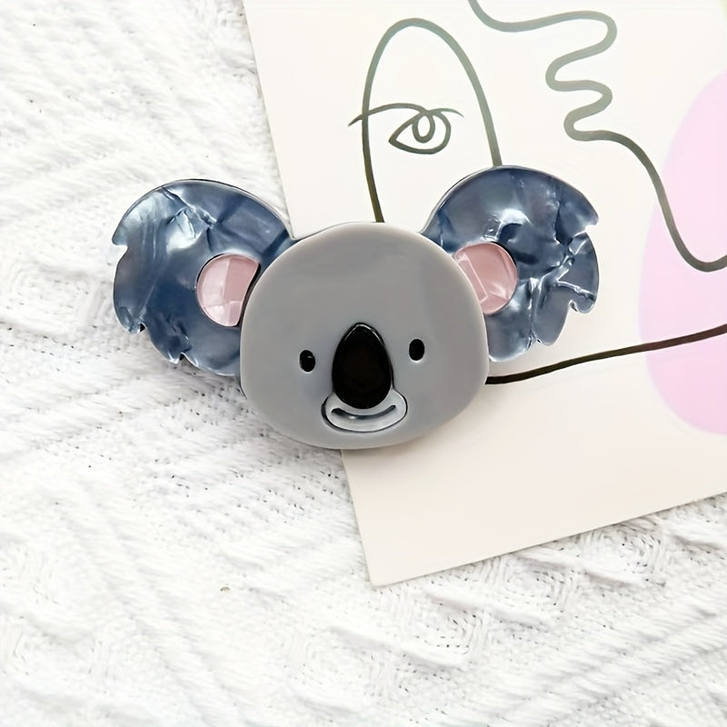 Adorable acrylic animal brooch pin featuring a cute koala design, perfect for adding a touch of personality to bags, clothing, and apparel.