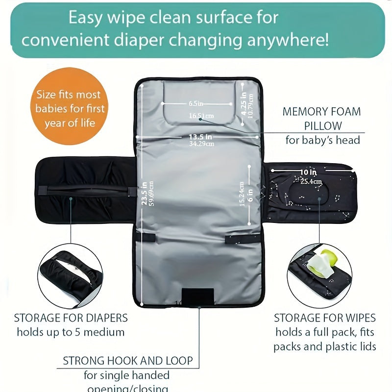 Waterproof Changing Mat with Wipes Holder and Portability Feature