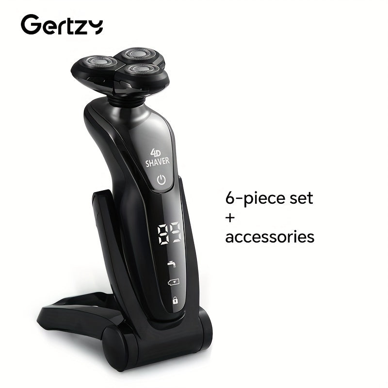 GERTZY Electric 6-In-1 Men's Shaver, Rechargeable Rotary Shaver, Ideal Father's Day Gift for Men.