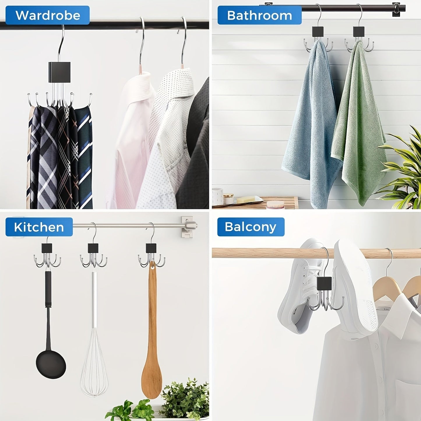 Rotating Wood Belt Hanger Organizer with Stainless Steel Hanging Hooks - High Capacity Storage for Belts, Bras, Ties, Scarves, Vests, and More - Stylish Addition to Your Closet