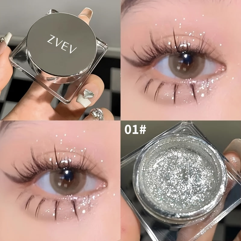 ZVEV Sparkling Gel Eyeshadow with shimmering glitter & metallic finishes in Black, Golden, and Silvery. Ideal for dazzling stage looks and makes a great gift for Valentine's, Autumn