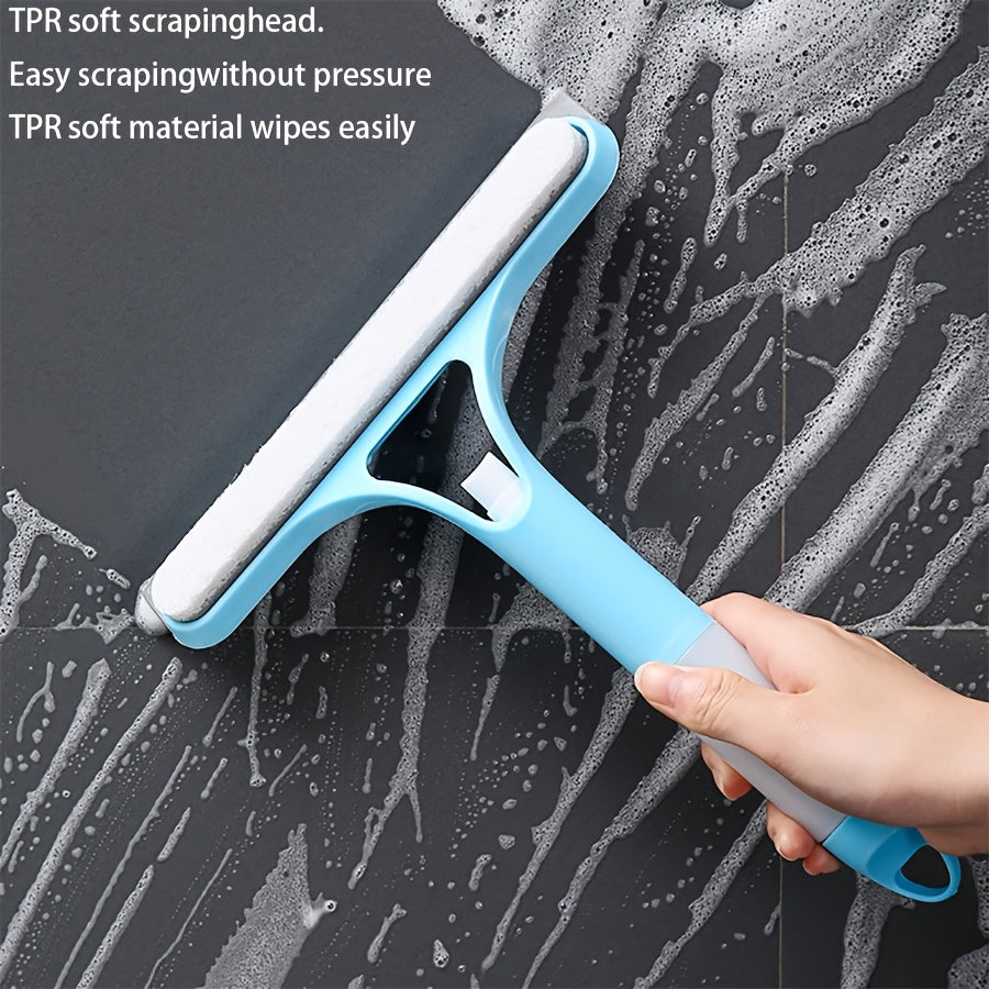 Multi-functional glass cleaning tool with sprinkler and mirror/window scraper, made of polypropylene plastic. Ideal for various areas in the home.