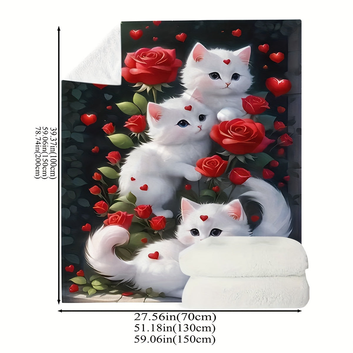 The Cozy Rose Cat Flannel Throw Blanket is both versatile and warm, perfect for use on the couch, in the car, at the office, for picnics, or camping. Made of soft polyester, this all-season blanket is sure to keep you cozy wherever you go.