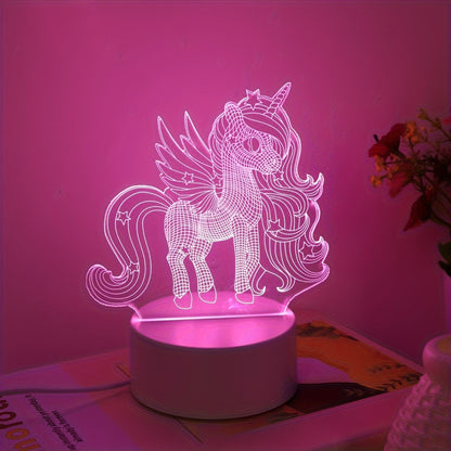 3D Pegasus Unicorn Night Light - USB Powered Desk Lamp with Switch for any Room, Great for Christmas, Weddings, Birthdays - Unique Gift Idea