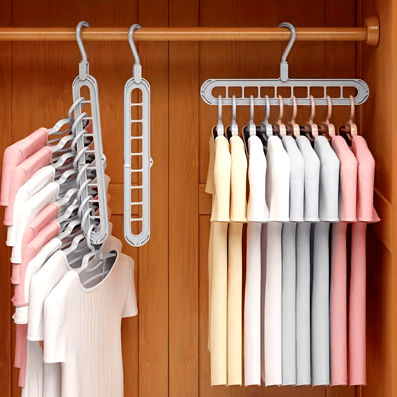 Space-Saving 9-in-1 Folding Clothes Hanger with 9 Holes, Lightweight Plastic Drying Rack, Organizer for Underwear, Travel, Bathroom, Bedroom, Closet, Wardrobe, Home, Dorm Room. Can be Wall-Mounted.