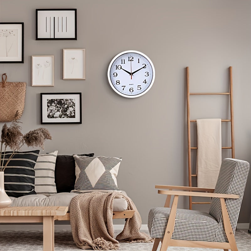 1 White Wall Clock with Quality Quartz Movement, Battery Operated, Easy-to-Read, Ideal for Home, Kitchen, Office, Classroom, and School Decor, Perfect for Halloween and Christmas.