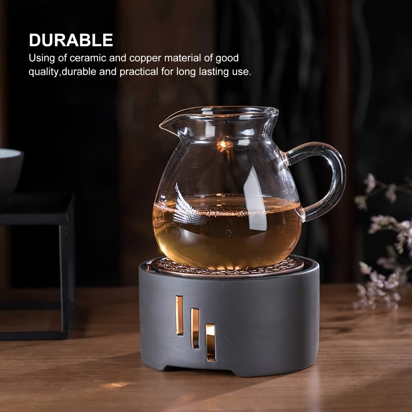 Compact Kung Fu Tea Stove with Chinese Style Candle Heating Base for Porcelain Tea Pot Heating and Warm Tea Device for Home Tea Ceremony