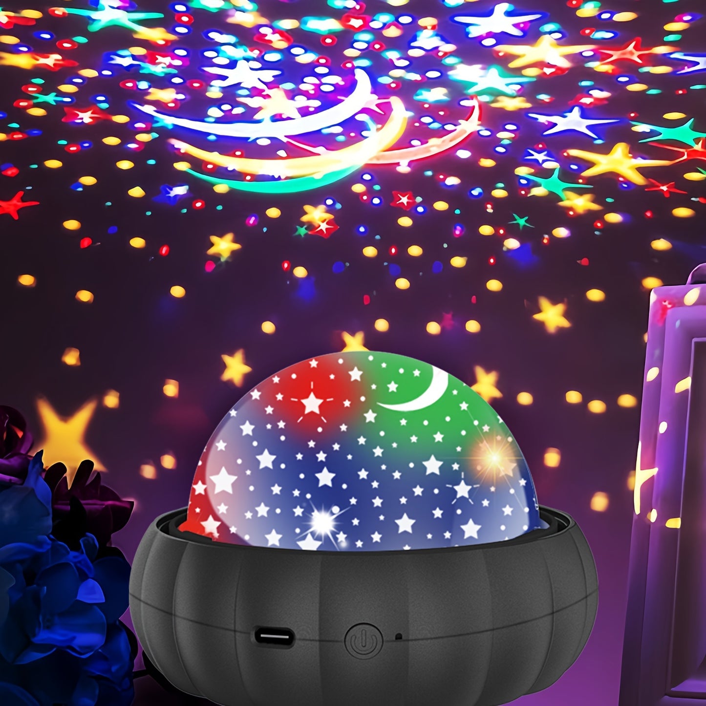 Star Projector Night Light with Dinosaur and Moon & Stars Galaxy Projection, 360° Rotation, Color Changing – Perfect Christmas Gift for Best Friend.