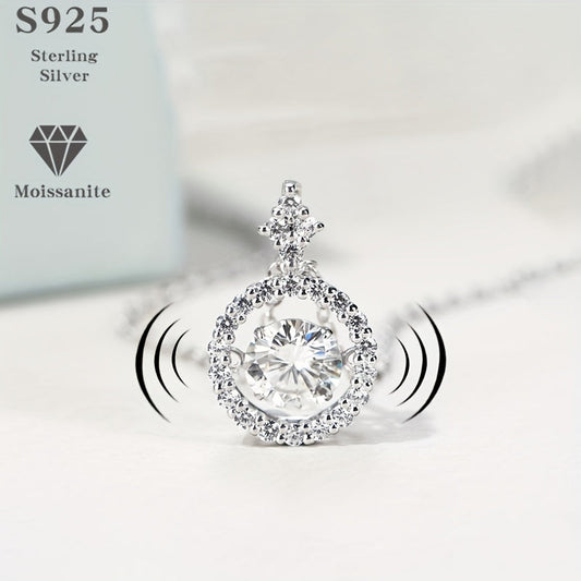 Trendy S925 sterling silver heart-shaped pendant with 0.8 carat moissanite stone, perfect for women. This necklace features an elegant clavicle chain design that is lightweight and easy to wear, weighing only 3.2g. Ideal for those who love to chase after