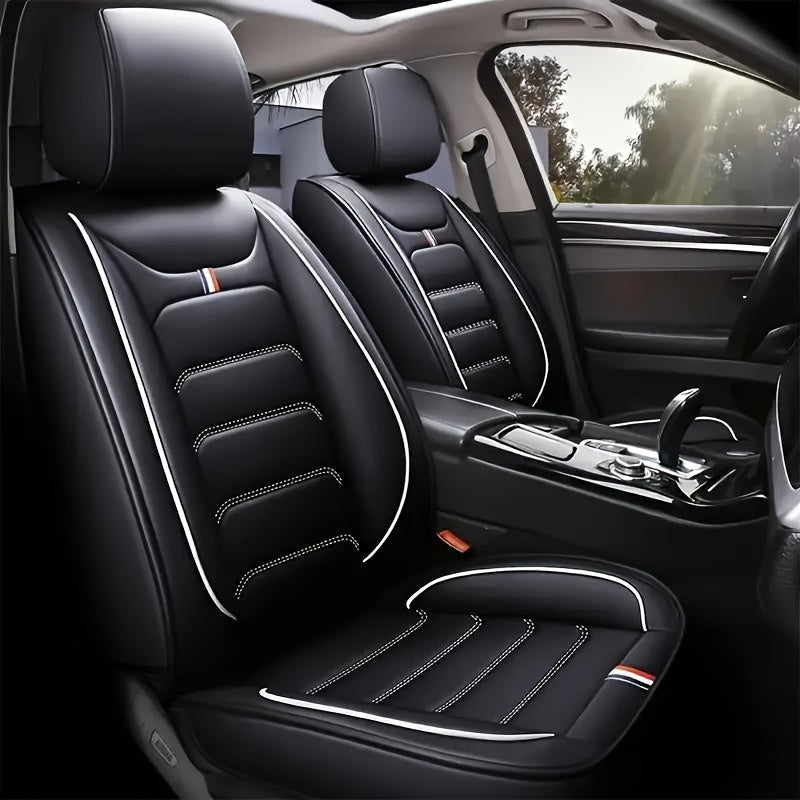 High-end 5-seat car seat cover set for SUVs and most vehicles, made of waterproof PU leather with sponge filling. Universal fit, all-season usage, easy to install, and maintenance-free.