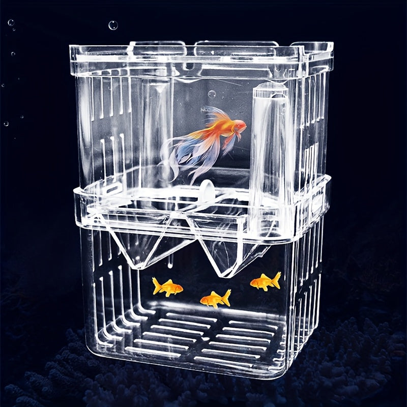 Acrylic fish tank breeding isolation box for fish breeding and incubation, with multiple functions and accessories.