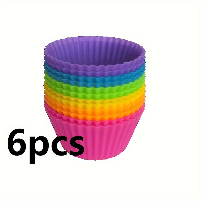 Silicone Cake Cups Set - Includes 6 Pieces of 12pcs High Temperature Resistant Pudding Muffin Cups for Home Baking - Ideal for Small Cakes, Egg Tarts, and Round Hair Cakes