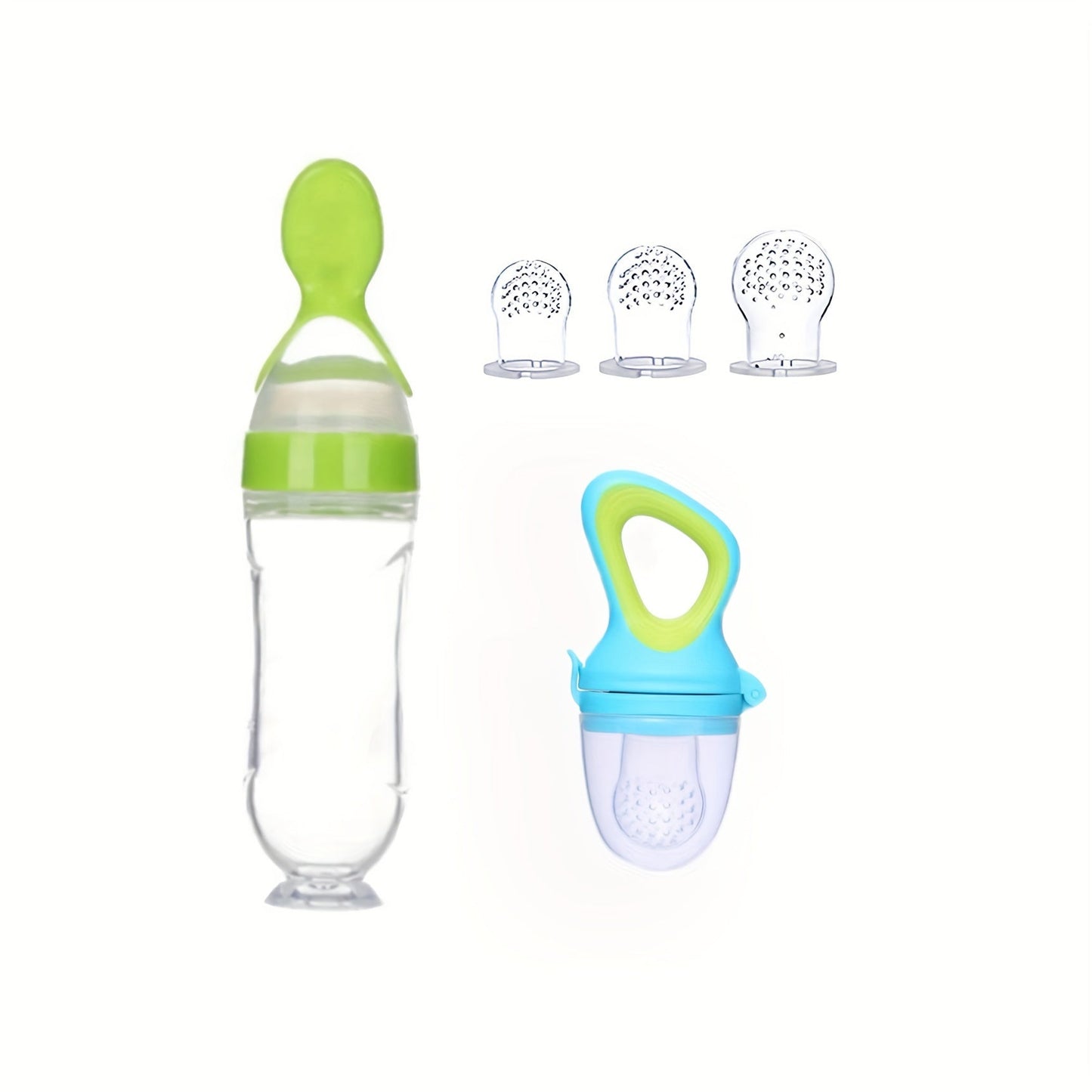 Get a set of 3 Fruit Feeder Pacifiers with a Food Spoon Dispenser, perfect for babies starting solids. Makes a great gift for Christmas, Thanksgiving, New Year's, or Valentine's Day!