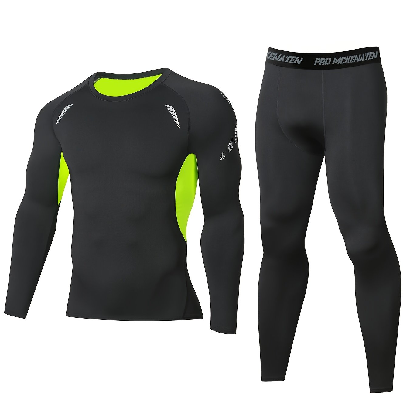 Men's 2-Piece Sports Set: Long Sleeve Shirts & Compression Pants