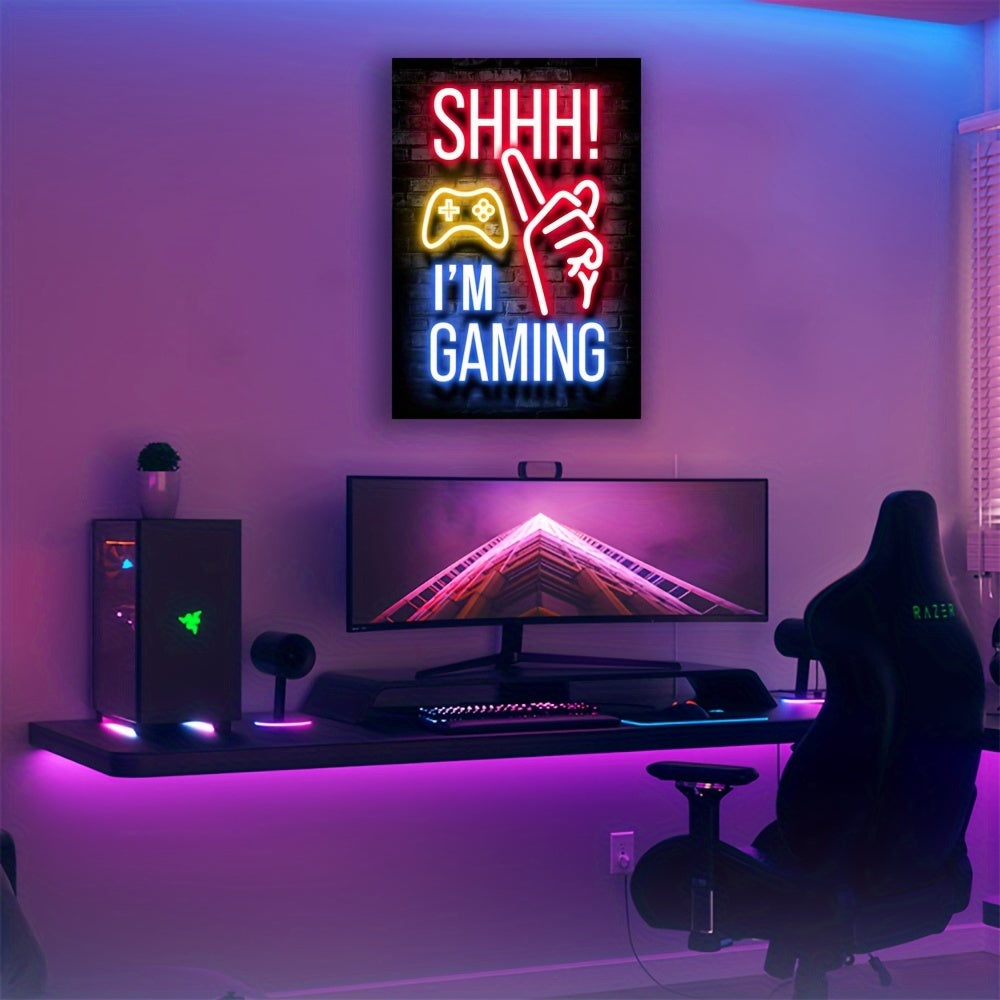 Neon game poster for electronic sports room, game hall, and boys' bedroom - ideal wall decor for gamers.