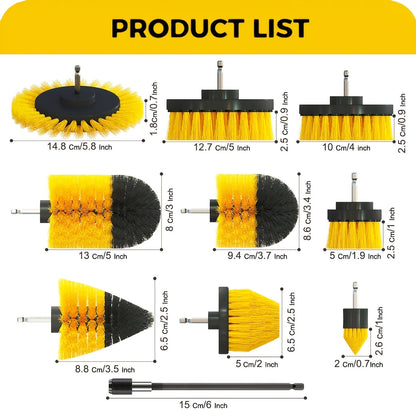 Set of 23 Pieces Including Drill Brushes, Window Brushes, Blind Spot Brushes, Dust Cleaning Brushes, Scouring Pads, and Drill Brush Accessories. Ideal for Cleaning Crevice Floors, Bathrooms, Kitchens, Tiles, Corners, Floors, Car Wheels, and Blind Spots.