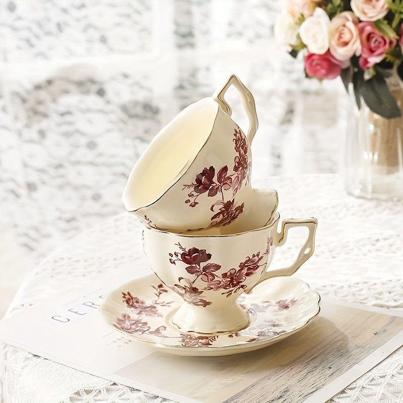 European Flower Teapot Cup and Saucer Set, Ceramic gift for making tea and coffee