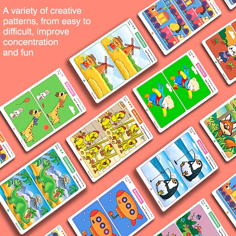 Find the difference: fun, engaging concentration game where you locate and erase different objects on picture cards.