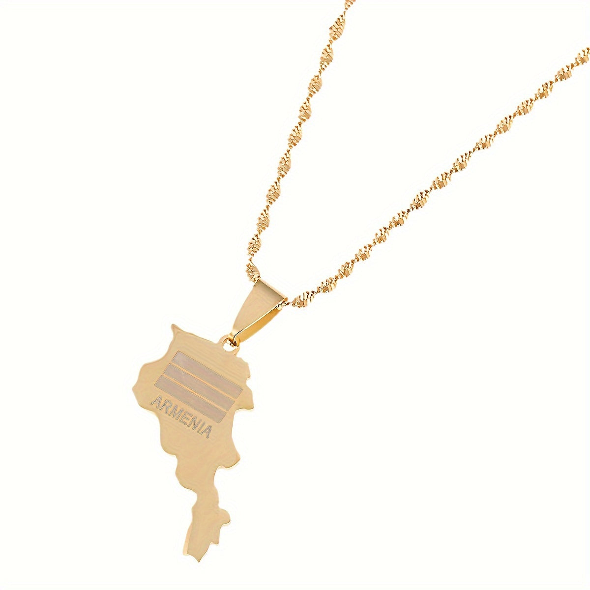 Armenia Pendant Necklace in Gold-Tone Stainless Steel, Stylish National Charm Jewelry, Minimalistic Ethnic Design, Versatile Unisex Fashion Accessory for Everyday and Special Occasions, Year-Round Must-Have Accessory.