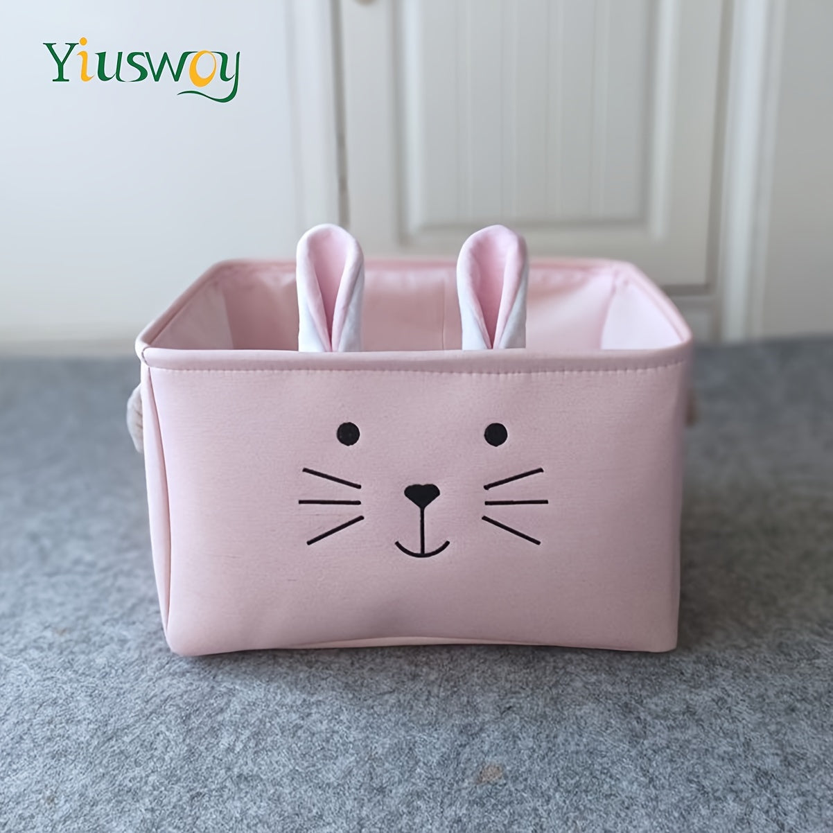 Pink Rabbit & Pony Storage Basket - Thick Fabric, Rectangular Organizer for Toys, Clothes, Books | Home Decor with Handles