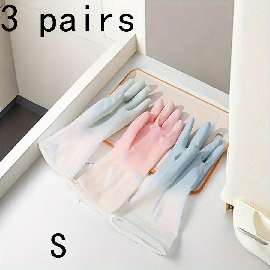 PVC Rubber Gloves - Set of 3 Pairs, Perfect for Waterproof Laundry Cleaning and Durable Household Dishwashing. Kitchen Home Use, Lead-Free, BPA-Free, Tear-Resistant, Flexible Hand Direction. Ideal for Living Room, Outdoor, Bathroom, Toilet, and Kitchen