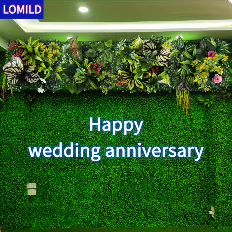 One piece of LOMILD Imitation Milan Mixed Green Plants in various styles with flower and grass skin. Ideal for outdoor wall, wedding, and festival decorations. Also suitable for tying