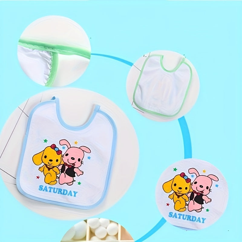 7 pieces of bibs for weekly use, including one daily non-weighted waterproof lace-up bib for babies. These bibs are perfect for keeping your baby clean and dry, serving as a saliva bib, newborn anti-spitting milk towel, and more.