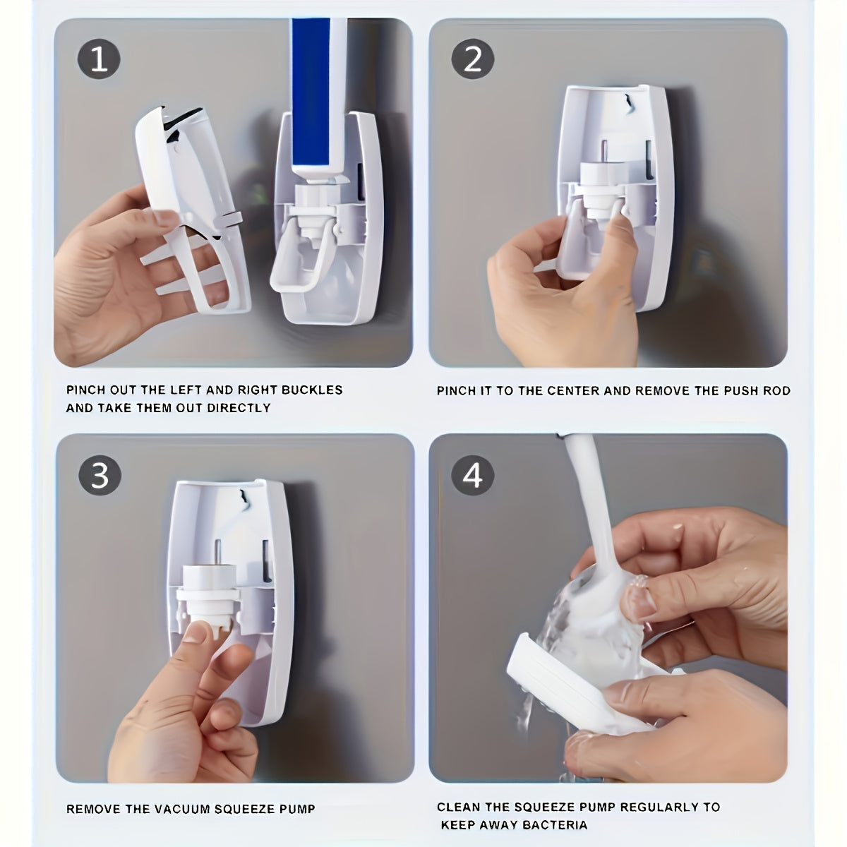 Wall-mounted toothbrush holder with automatic toothpaste dispenser, no-drill organizer for toothpaste and brushes, manual operation without batteries