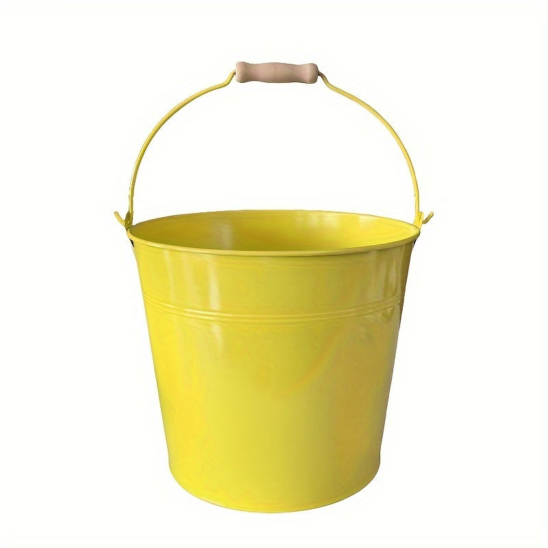 This heavy-duty stainless steel bucket, measuring approximately 25.4 centimeters, is perfect for parties, weddings, crafts, tableware, and table centerpieces. The metal bucket features a galvanized golden finish and a convenient handle for easy carrying.