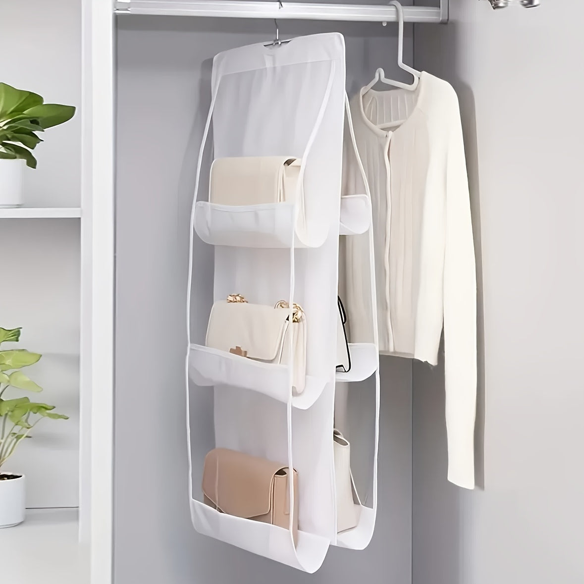 Polyester Hanging Organizer for Handbags and Purses - Multi-Layer Design Saves Space in Wardrobe, Perfect for Storage