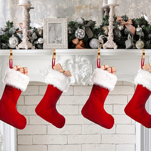 Set of 8 Adjustable Metal Stocking Holders, Non-Slip Lightweight Christmas Sock Hangers for Fireplace, Elegant Golden Wall Hooks for Festive Decoration