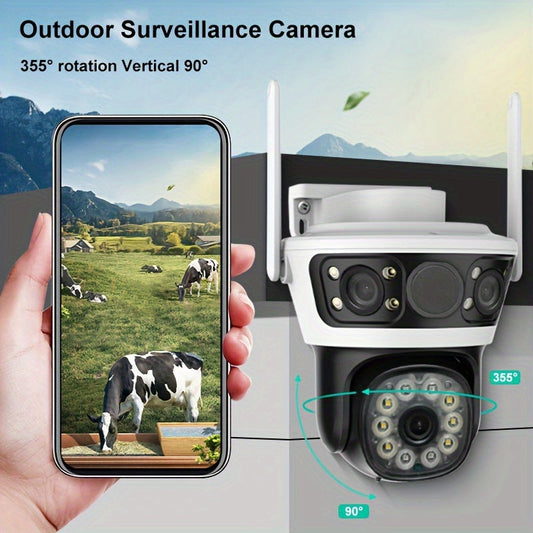 Get two Anyazhineng 1296P HD outdoor security cameras for wall hanging. These cameras are not waterproof and can be controlled through Android and an app. They feature night vision, are compatible with smartphones, have a 355° pan and 90° tilt, offer