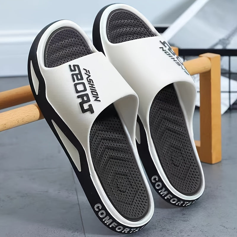 Men's comfortable open toe PVC slippers, perfect for indoor or outdoor wear all year round.