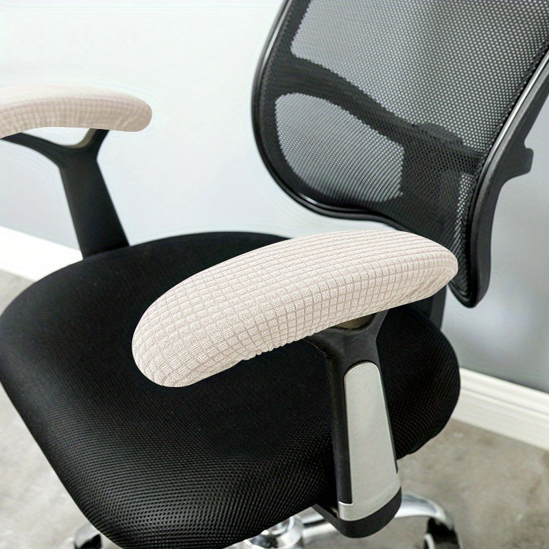 Set of 2 stretchable, water-resistant armrest slipcovers for office chairs protect arms and desk chair from scratches and stains. Ideal for rotating and computer chairs, these slipcovers make a stylish home decor accessory for your couch.